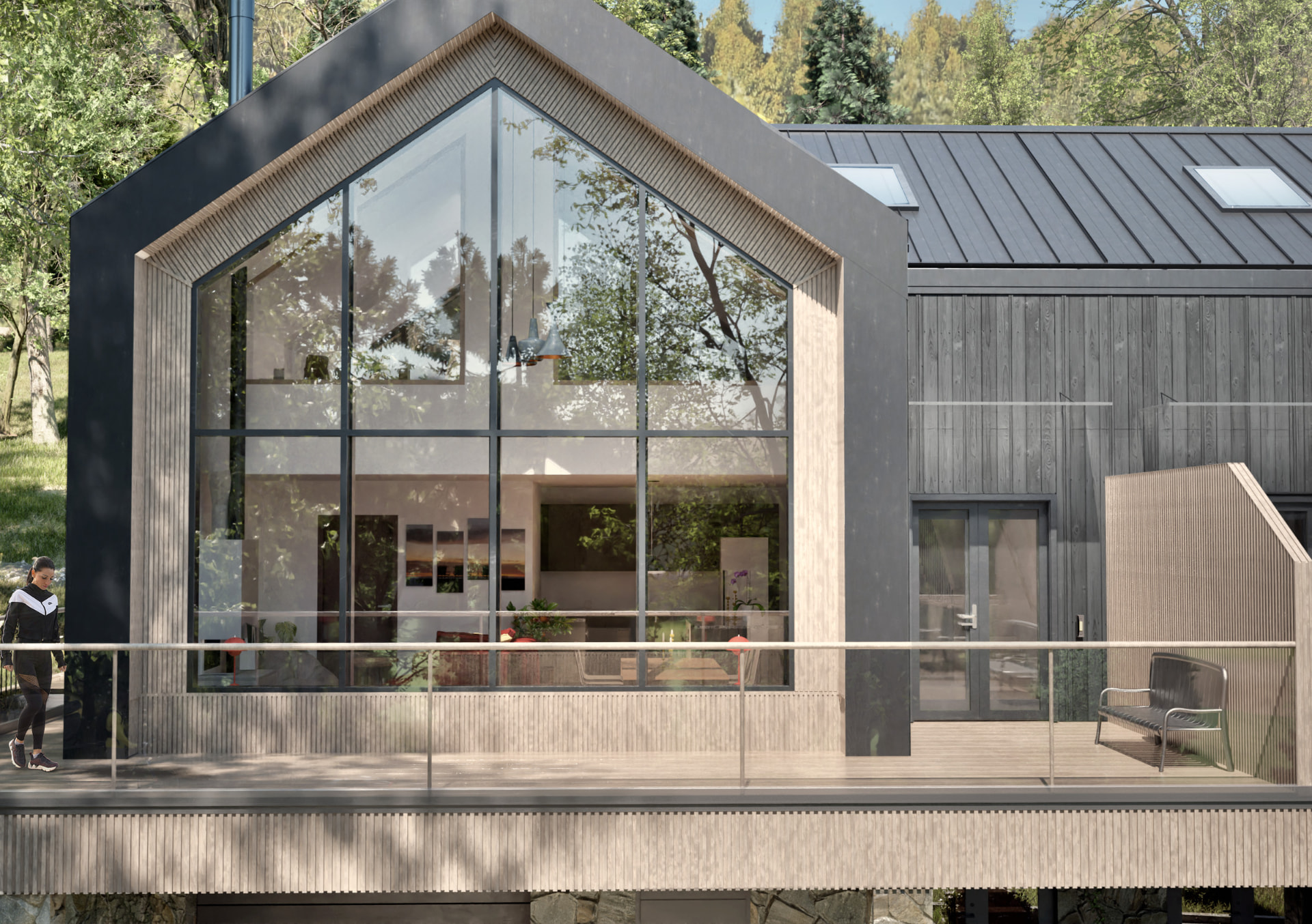 Architectural visualisation of Fjäll Residences — gabled glazing