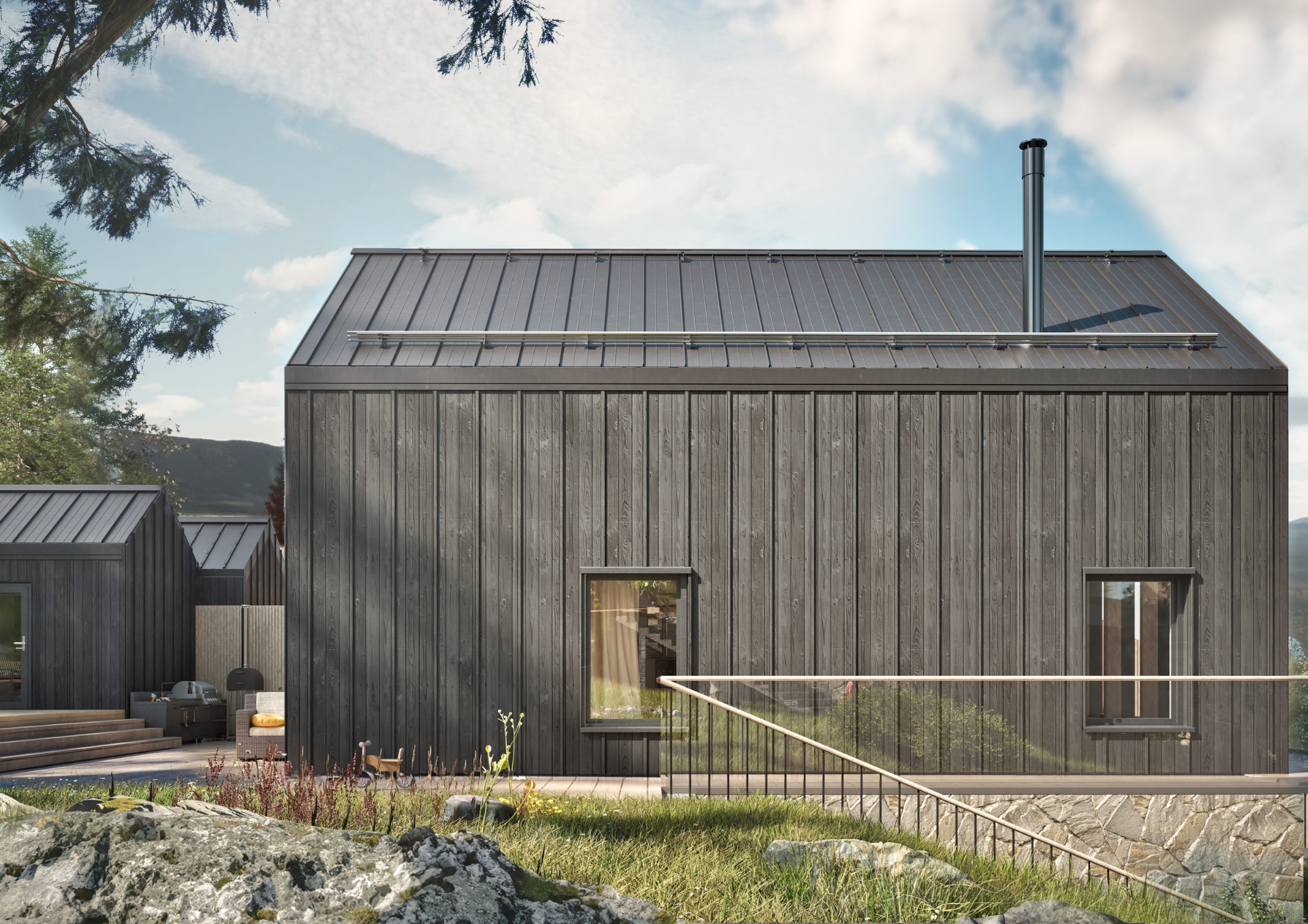 Architectural visualisation of Fjäll Residences — side elevation