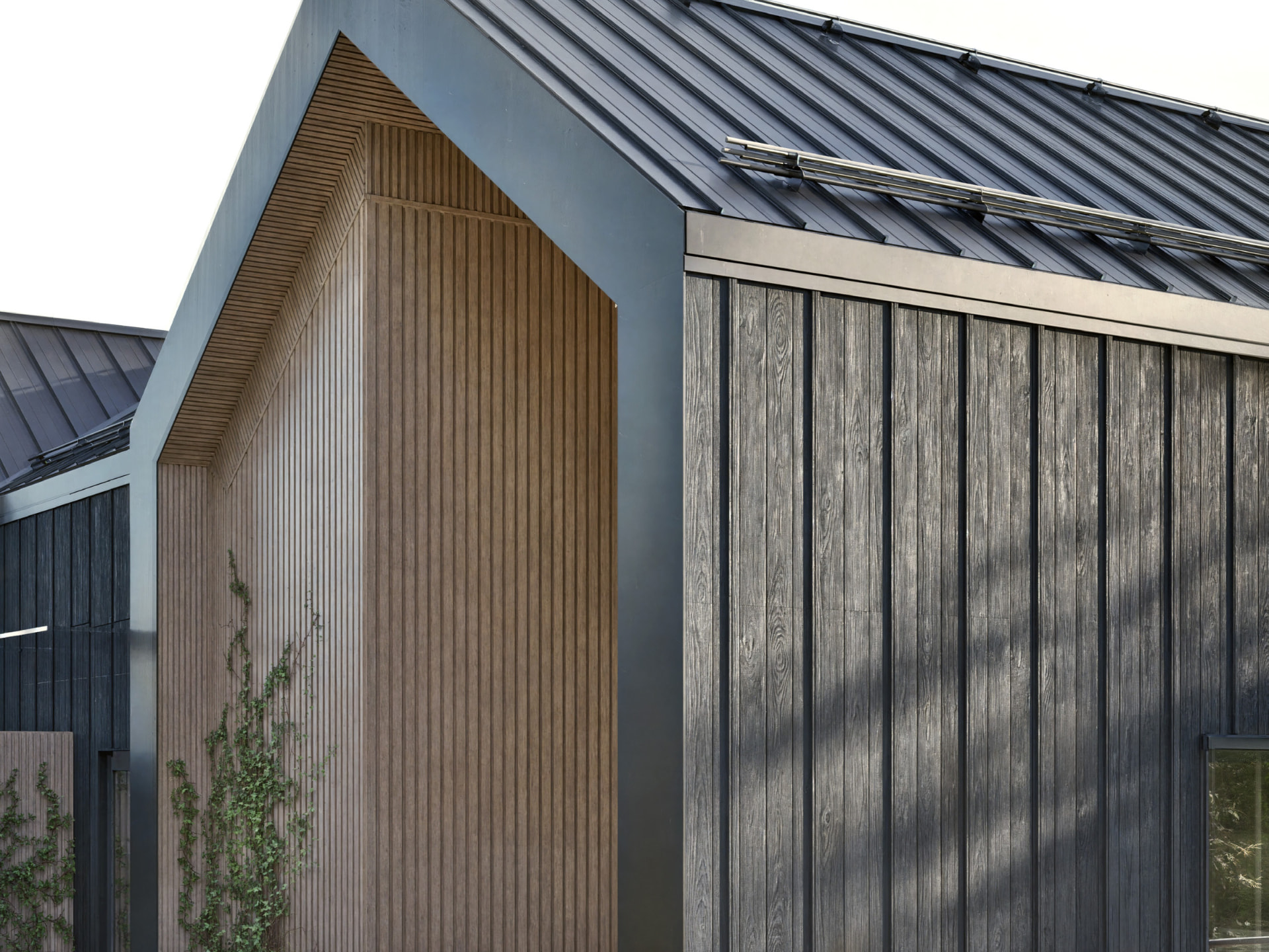 Architectural visualisation of Fjäll Residences — gable and roof detail