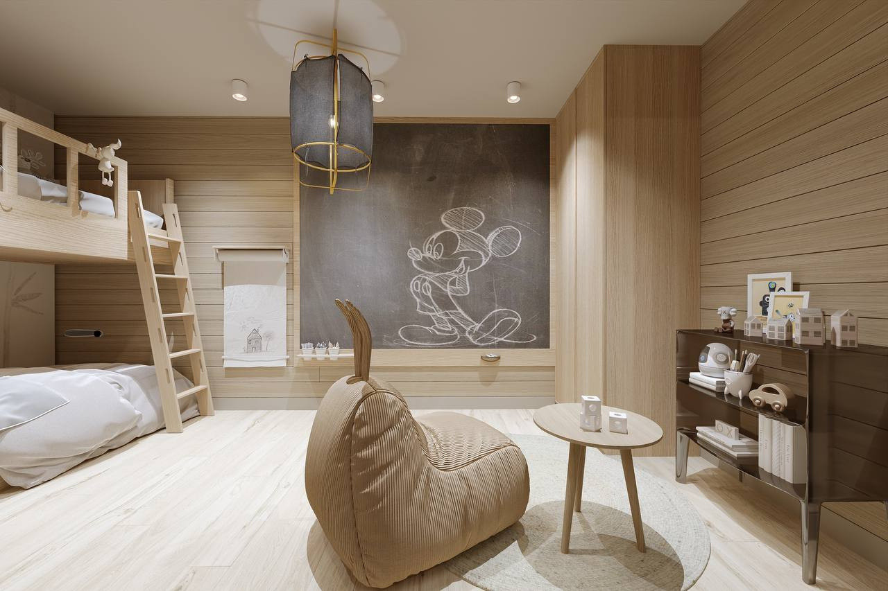 Architectural visualisation of the Nordic Nest interior — bunk room