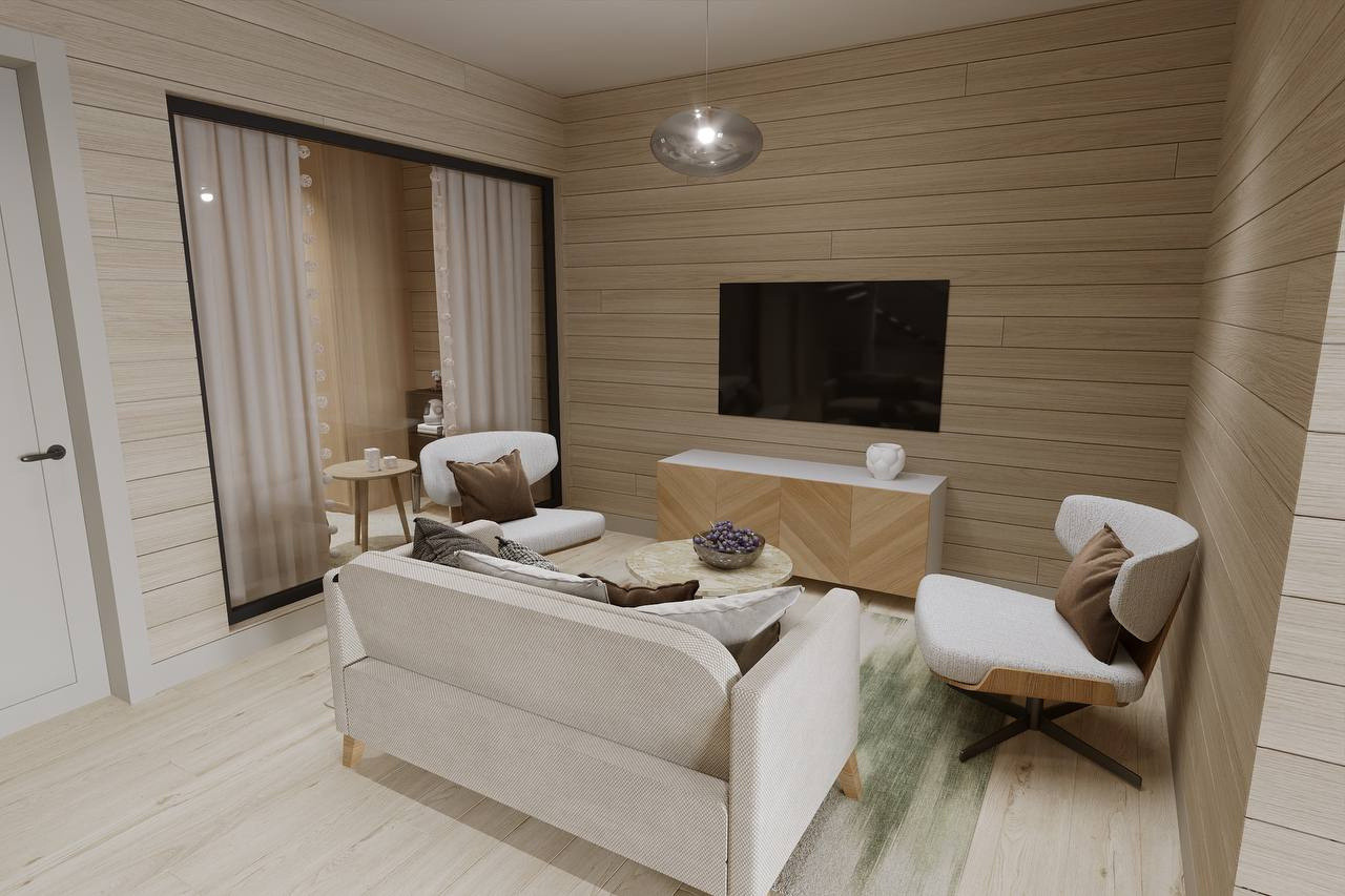 Architectural visualisation of the Nordic Nest interior — lower lounge alternate