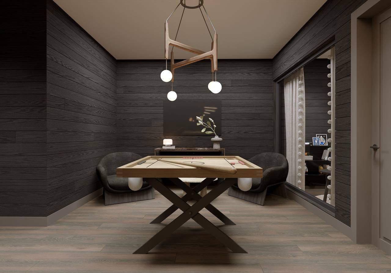 Architectural visualisation of the Fjäll Chic interior — games table