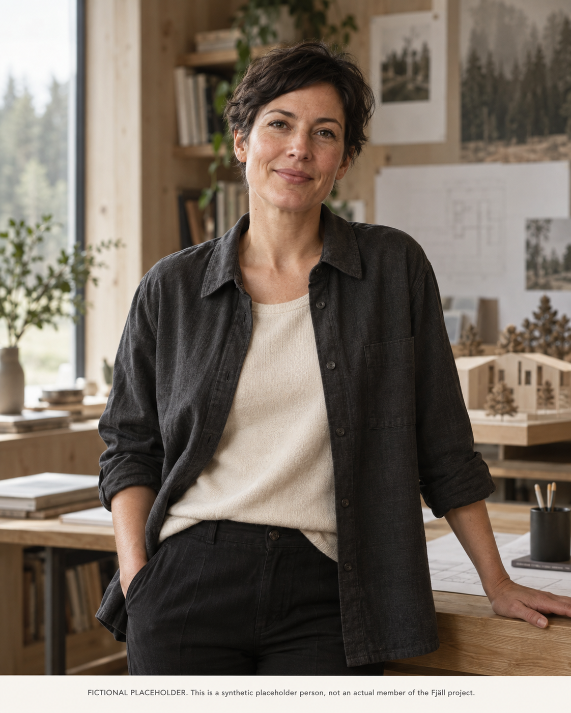 Fictional placeholder portrait for the architect role